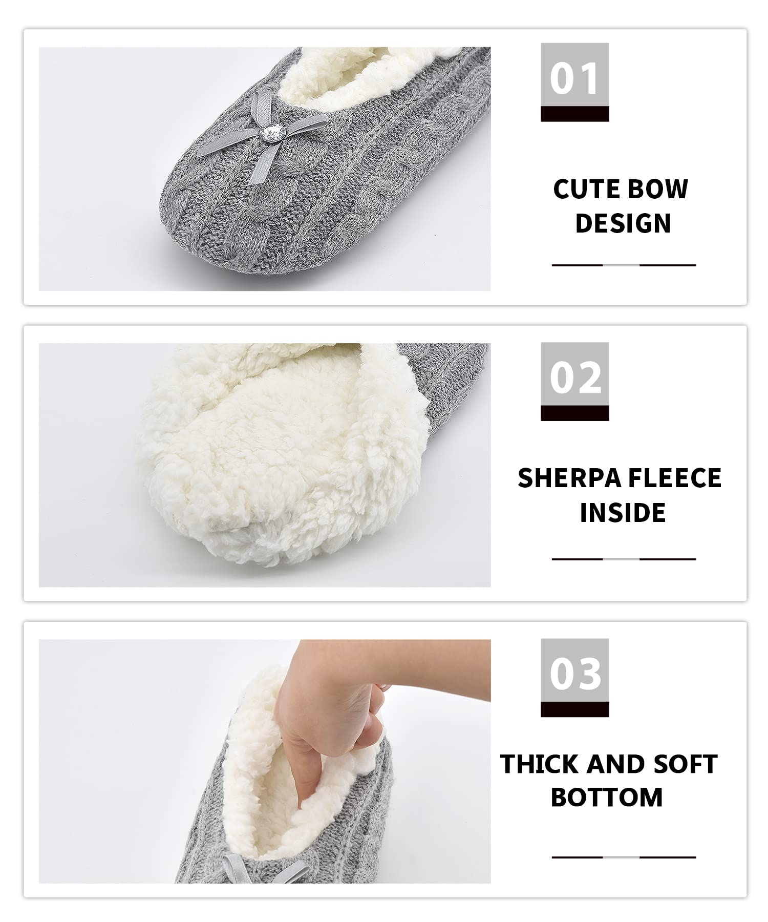 DICUIRD Women's Thick & Warm Non-Slip Slipper Socks - Cozy Knit House Shoes for Winter Indoor/Outdoor Use - Perfect for Home, Office & Travel