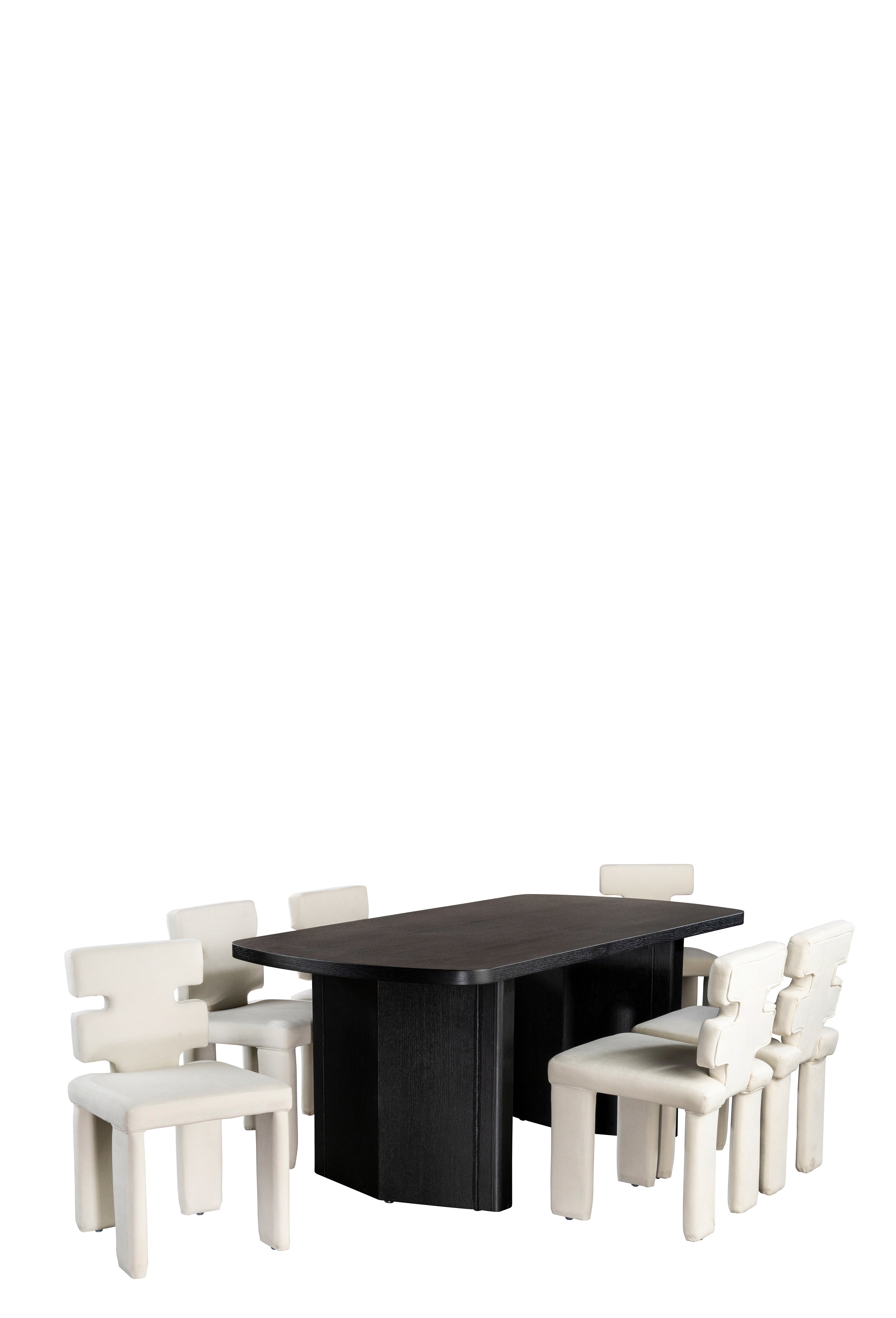 Modern White Rectangular Dining Table Set for 6 - Solid Wood Kitchen Table with 6 Chairs - Perfect for Family Dinners, Entertaining Guests & Small Space Dining Rooms