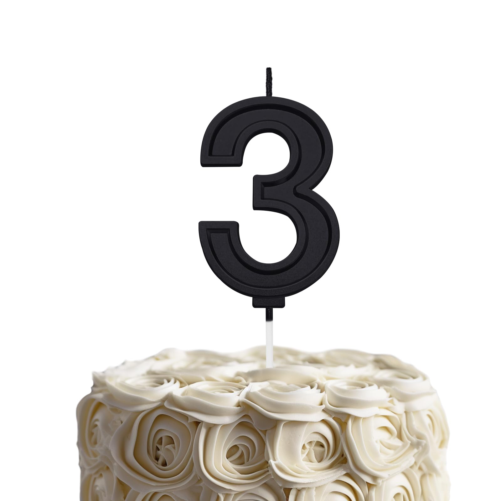 Black 3 Number Birthday Candles for Cake - 2.76 Inch Large Number Cake Candles for Wedding, Anniversary & Birthday Party Decorations - Perfect for Birthday Cakes, Cupcakes, Wedding Cakes & Anniversary Celebrations