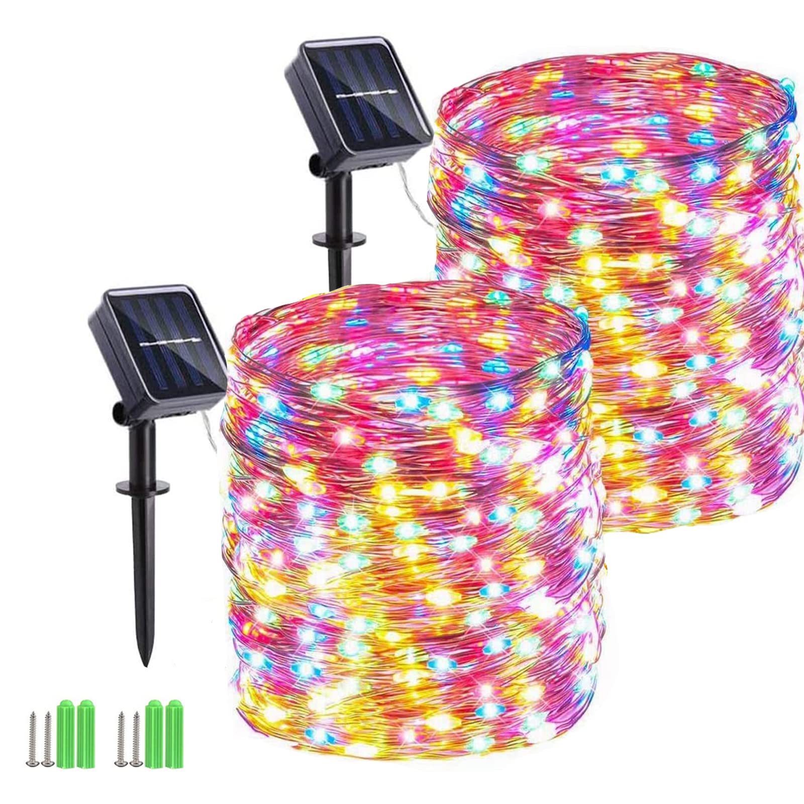 iShabao 2 Pack 49Ft 150 LED Solar Christmas Lights Outdoor - 8 Modes Waterproof Fairy String Lights for Tree, Garden, Yard, Party | Perfect for Holiday, Christmas Decorations & Outdoor Festive Lighting