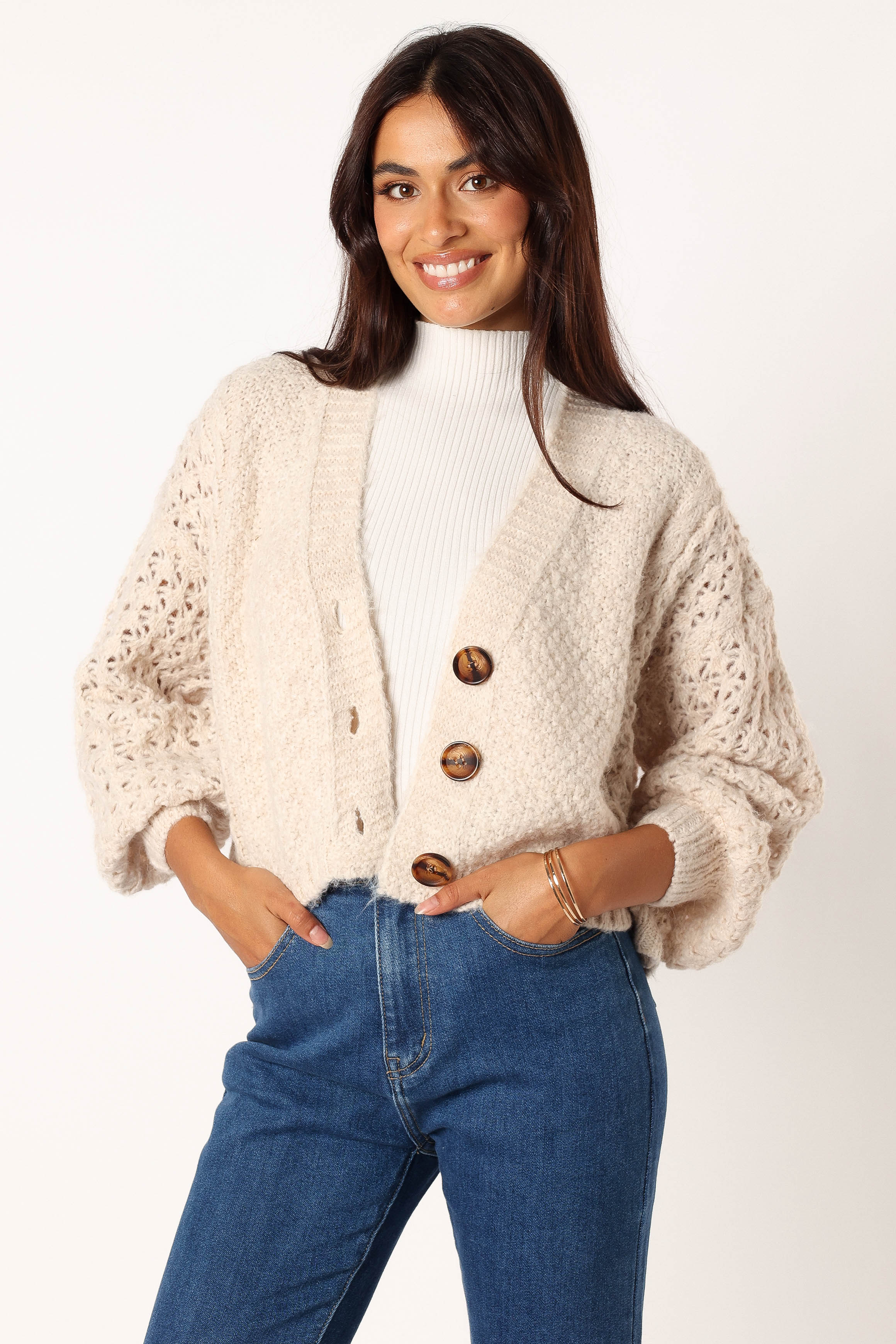 Blakey Cardigan Women's Knit Sweater Cream - Cozy Fall & Winter Fashion for Casual Outfits and Layering