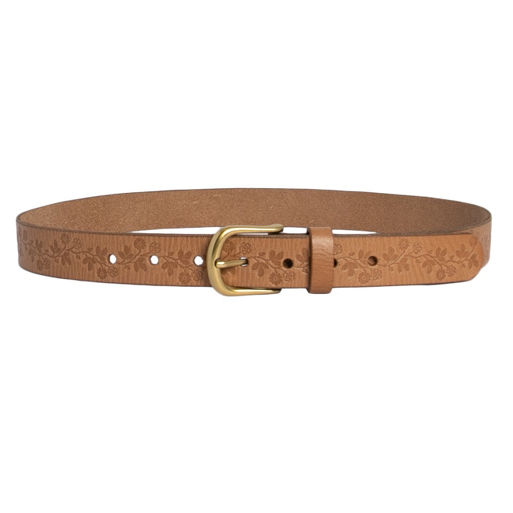 Genuine Kylie Leather Belt for Women - Natural Brown Stylish Waist Belt for Jeans, Dresses & Casual Outfits