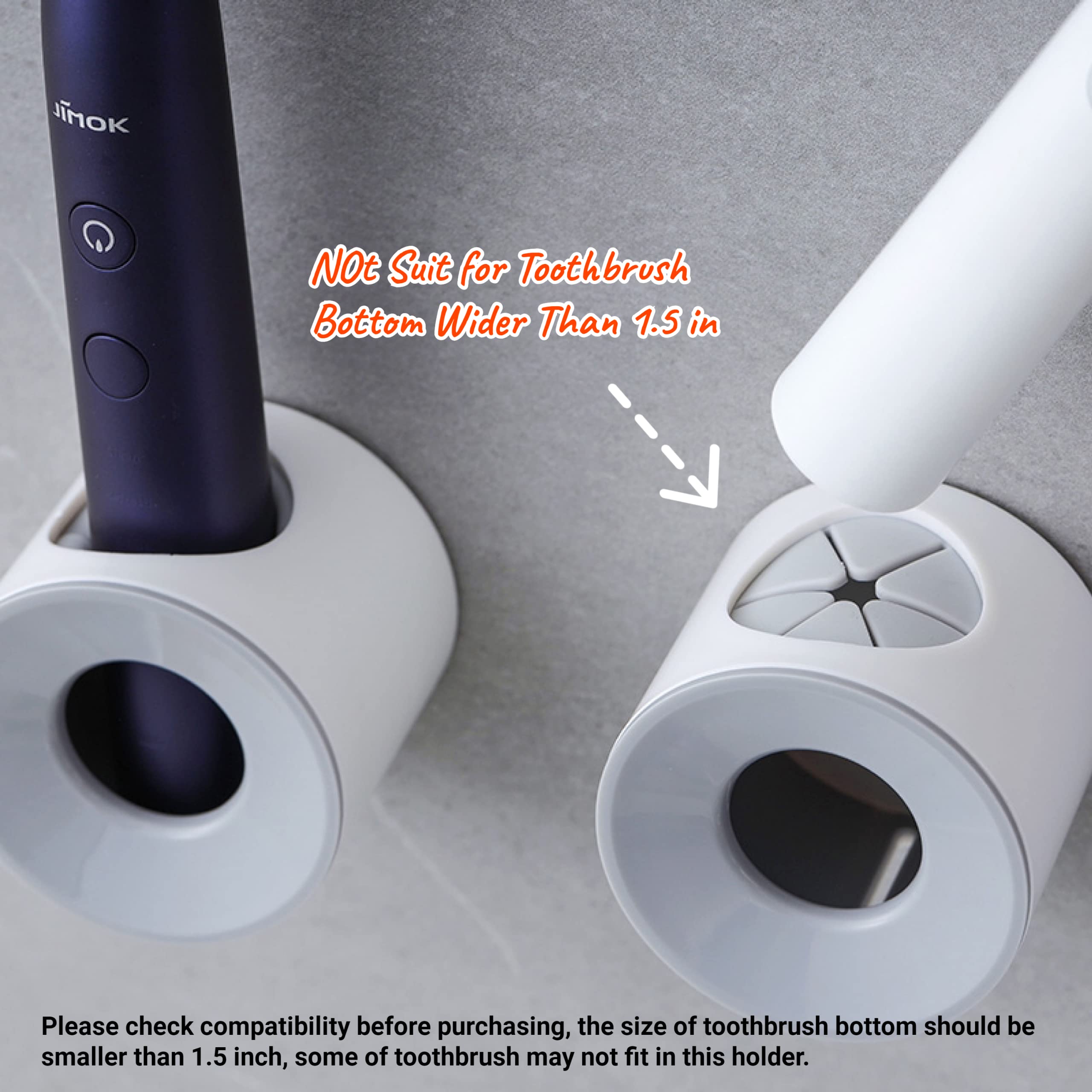Waterproof Electric Toothbrush Holder - Wall Mounted Bathroom Organizer for Shower Space Saving, Kids Toothbrush Storage Caddy with Suction Cups (Grey) - Perfect for Small Bathrooms, Dorm Rooms & Travel