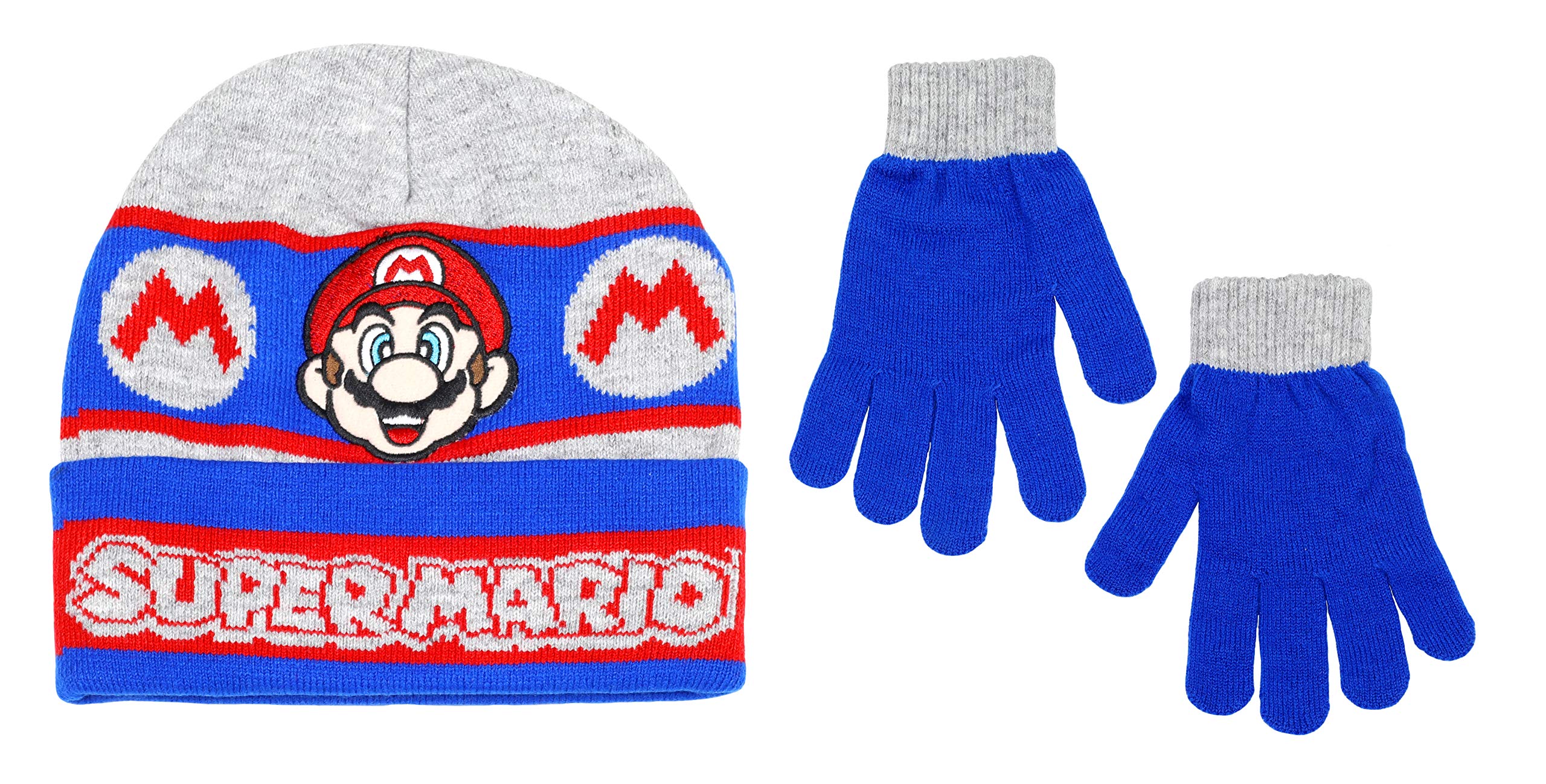 Super Mario Winter Hat and Gloves Set for Boys Age 4-7 - Warm Fleece-Lined Cold Weather Accessories for Kids - Perfect for Snow Play, Outdoor Adventures & Holiday Gifts