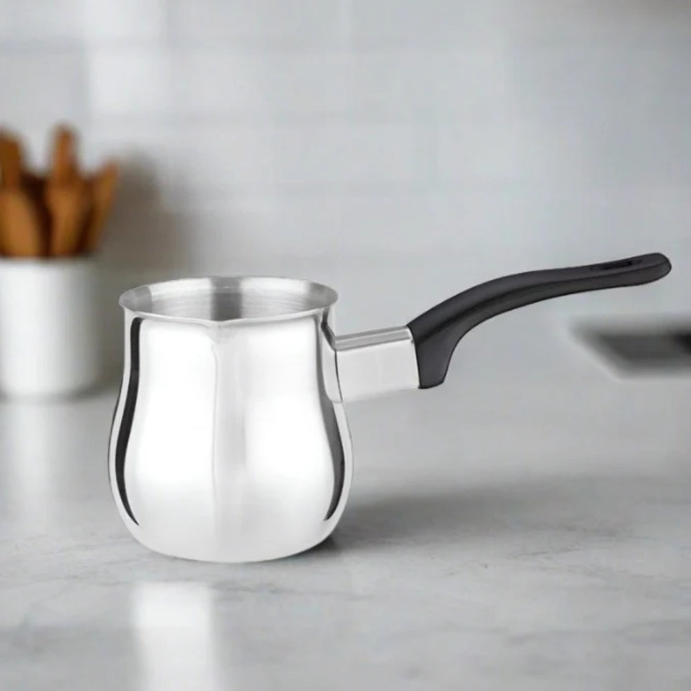 Cuisinox 13 Oz Turkish Coffee Pot - Stainless Steel Ibrik with Extended Lip for Perfect Foam - Ideal for Home Brewing, Camping & Traditional Turkish Coffee Making