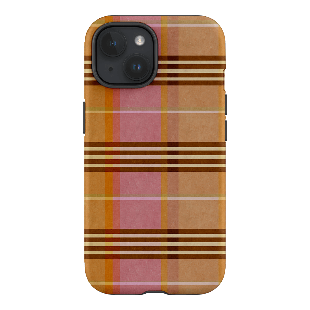 Peachy Plaid Phone Case for iPhone 15/14/13/12/11 Pro Max - Cute Tartan Pattern Protective Cover with Shockproof Design - Perfect for Everyday Use, Travel & Fashion Accessories