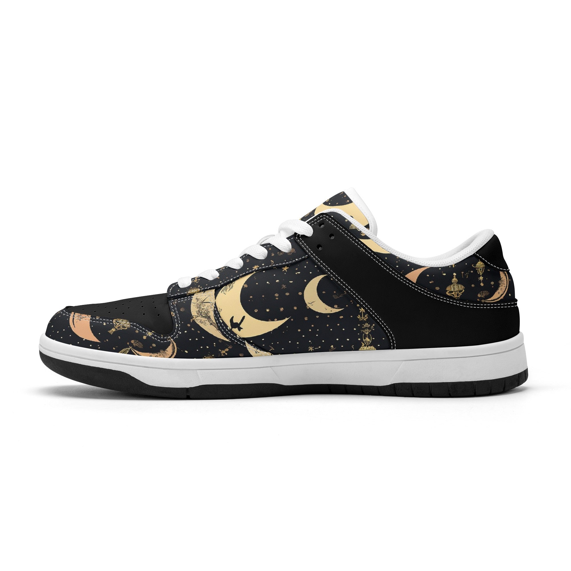 Crescent Moons Dunk Low Top Leather Sneakers for Women - Stylish & Comfortable Basketball Shoes for Casual Wear, Street Fashion & Everyday Outfits