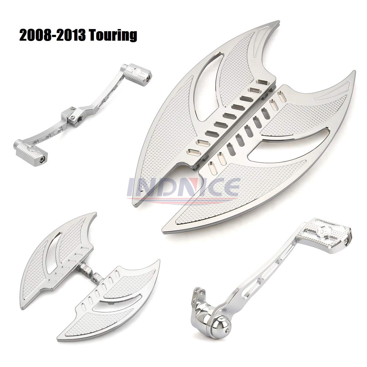Chrome Blade Driver Floorboards Brake Toe Heel Shifter Levers for Harley Davidson FLHXS Road Glide FLTR Touring Electra Glide FLHT 2008-2013 - Upgrade Your Ride for Comfort & Style on Long Highway Cruises