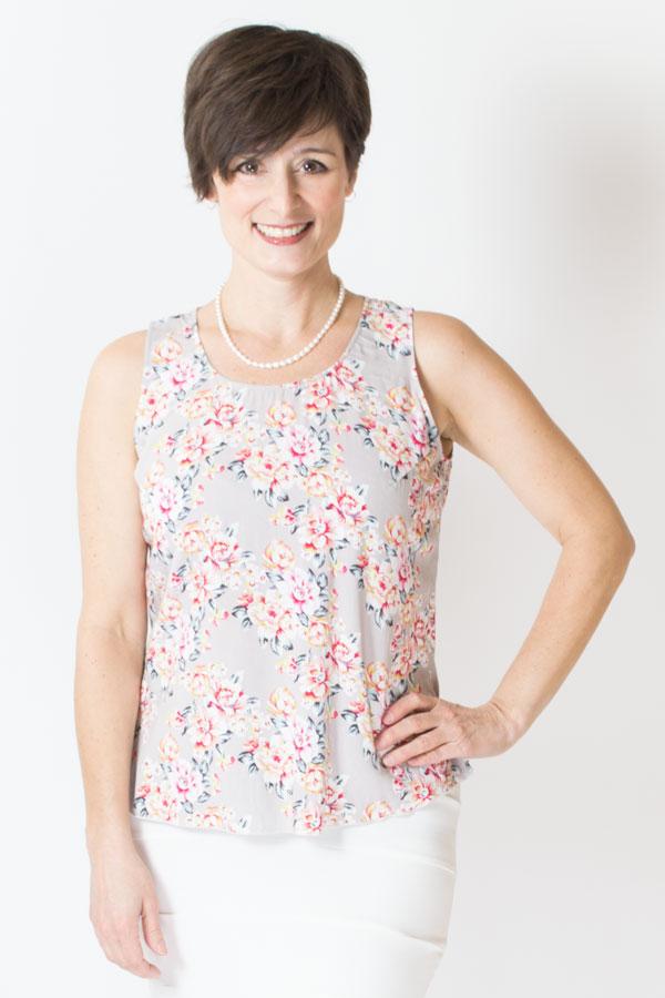 Dee Tank Top for Women - Grey with Red Roses Print - Soft & Comfortable Cotton Blend - Perfect for Casual Wear, Summer Outfits & Layering