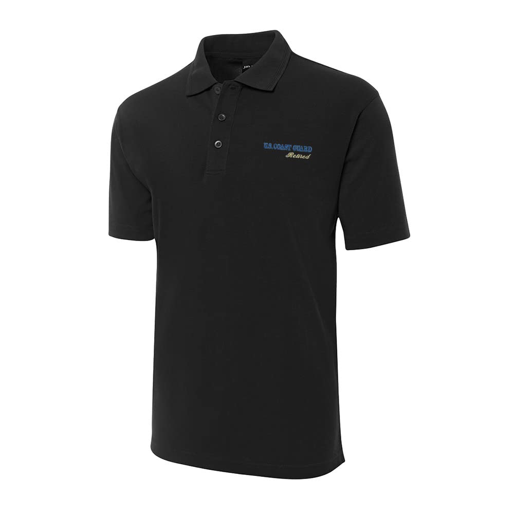 **US Coast Guard Retired Embroidered Men's Polo Shirt - Short Sleeve Casual Shirt for Men - Perfect for Veterans, Patriotic Events & Outdoor Activities**