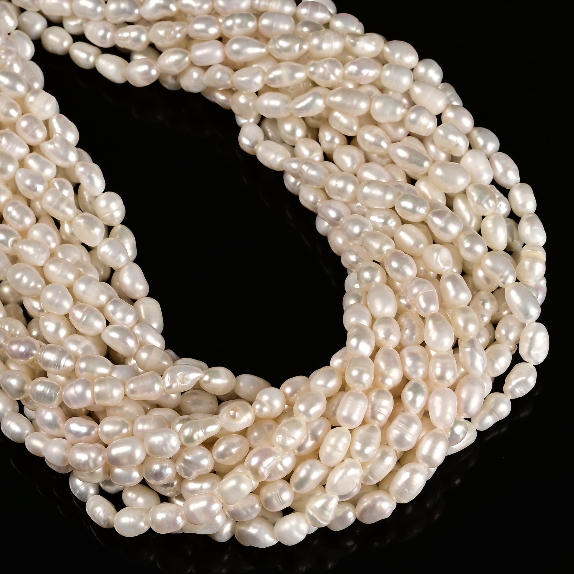 Premium AAA White Freshwater Pearl Side-Drill Beads - 4-5x6-7mm - 14 Strands - Perfect for Jewelry Making, DIY Crafts & Necklace Designs
