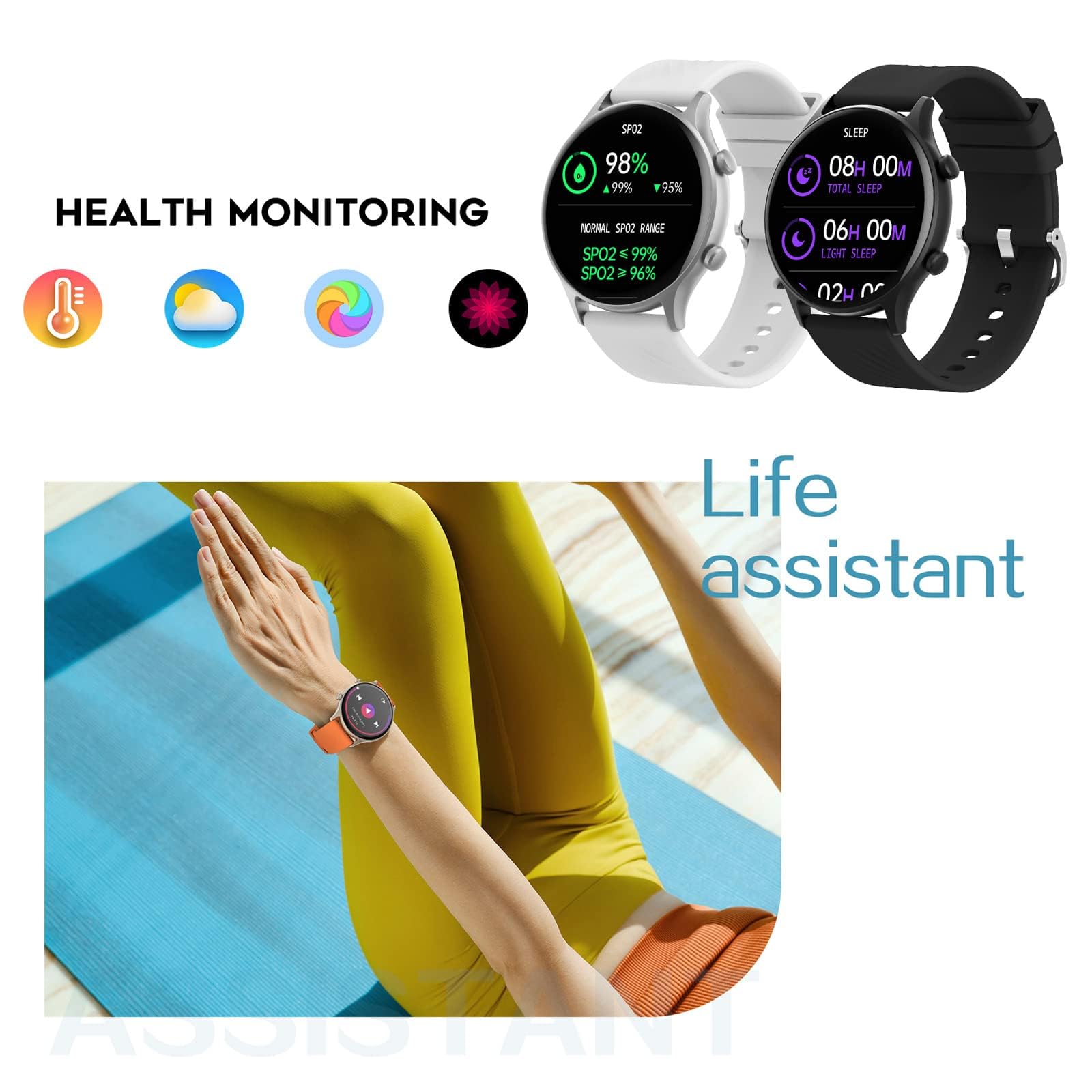 Smart Watch for Android iOS Phones - Answer/Make Calls, Message Notifications, 123 Sport Modes Fitness Tracker, Heart Rate Monitor, Pedometer, Custom Dial for Men & Women - Perfect for Workouts, Running & Daily Use