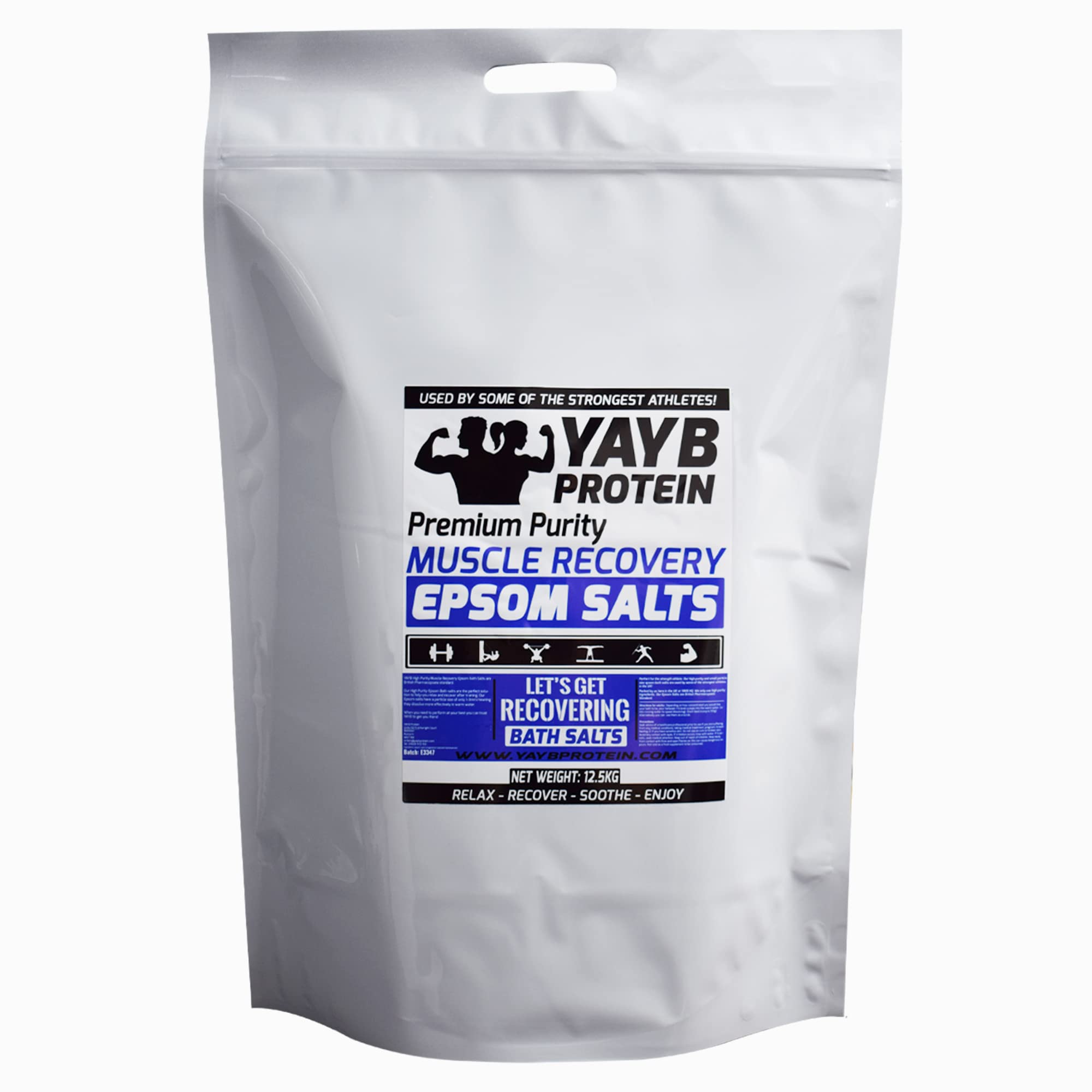 YAYB Premium Pure Epsom Salt for Bath - Magnesium Sulfate Crystals for Relaxation, Muscle Recovery & Detox - 50kg Resealable Bag - Ideal for Spa, Home Bath & Foot Soak