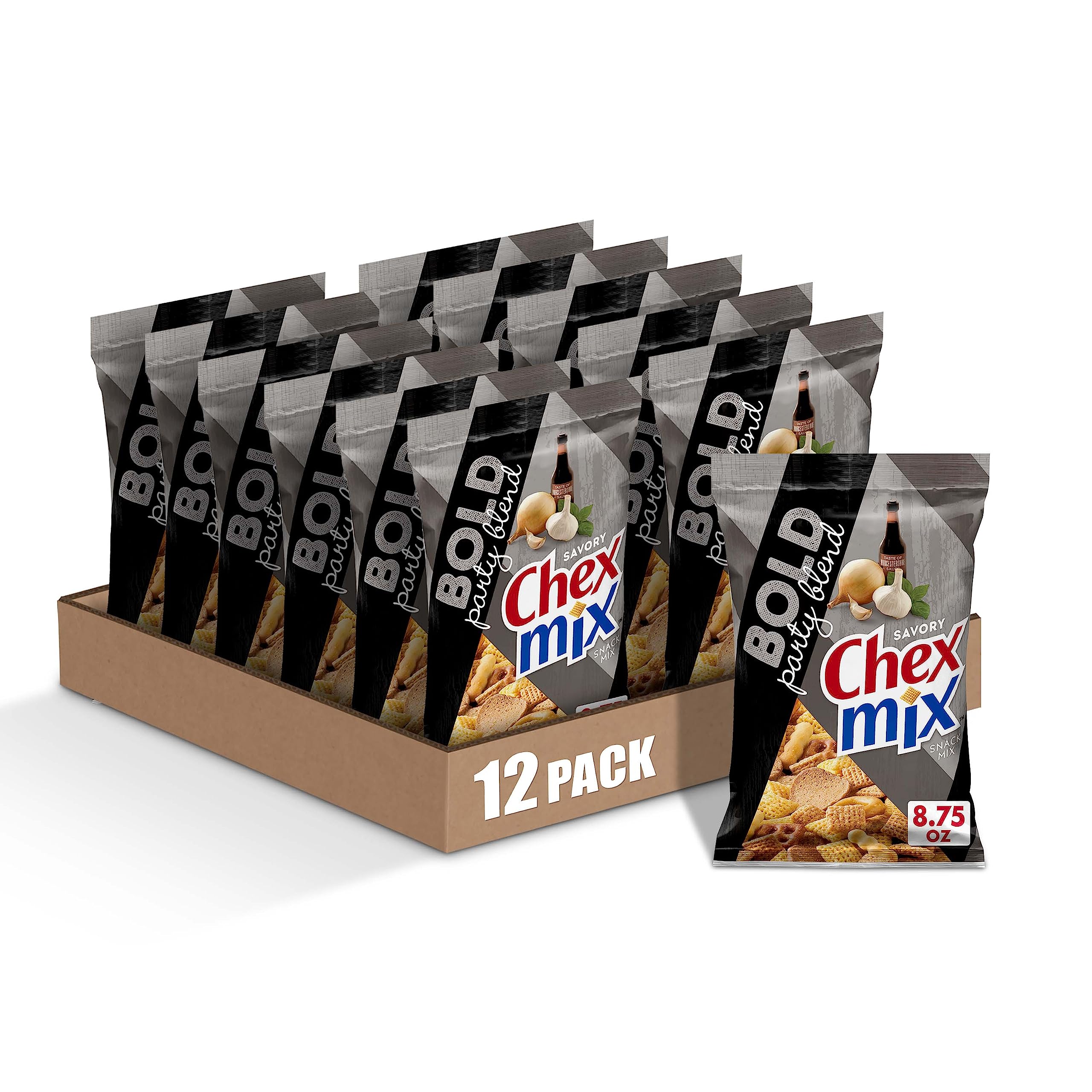 Chex Mix Bold Party Blend Snack Mix - 8.75 oz Pack of 12 | Savory Snacks for Parties, Road Trips & Office Break Time
