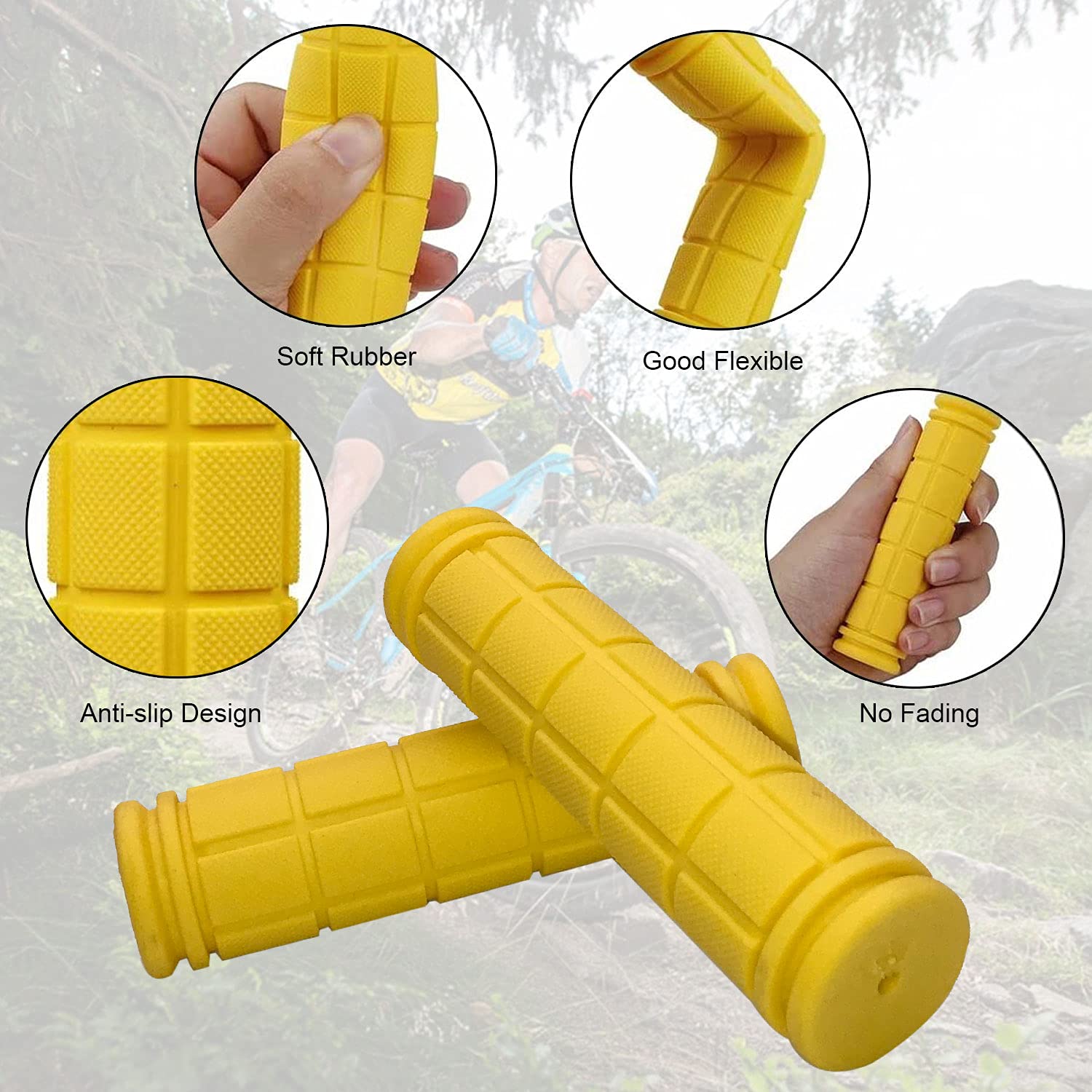 Non-Slip Soft Rubber Bike Handlebar Grips with Tassel Streamers for Kids - Durable MTB BMX Scooter Cruiser Bicycle Replacement Parts - Perfect for Mountain Biking, Commuting and Kids' Bicycles