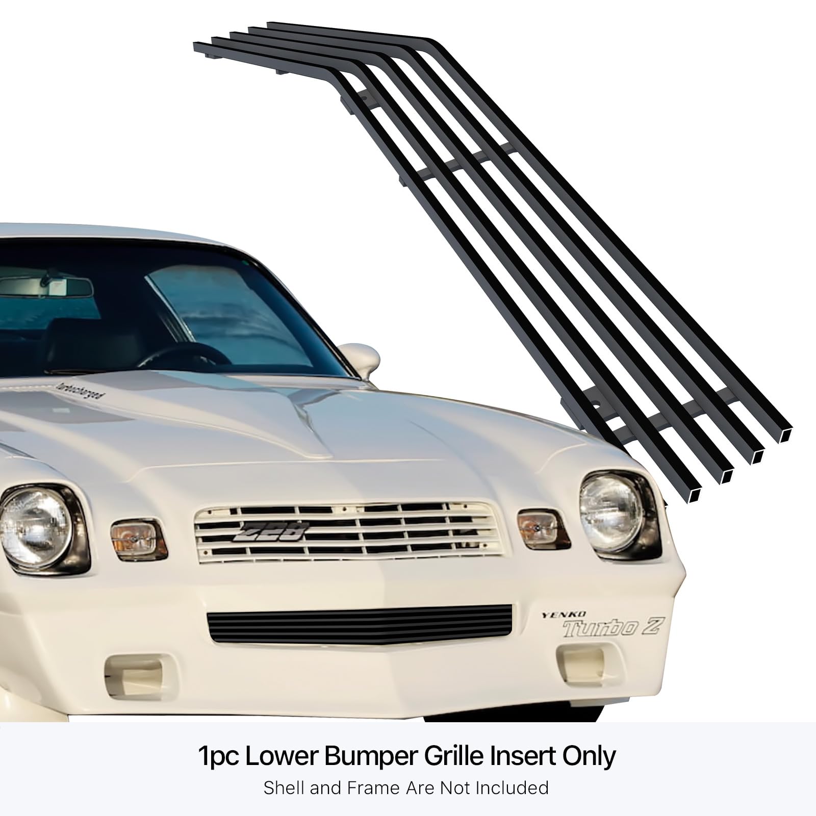 APS Compatible Lower Bumper Stainless Steel Black Horizontal Billet Front Grill Grille Insert for 1978-1981 Chevy Camaro (Part #S18-J44868C) - Upgrade Your Classic Car's Appearance