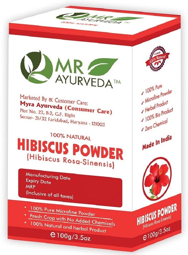 Organic Hibiscus Flower Powder for Face & Hair Care | 100% Natural Hibiscus Powder for All Skin & Hair Types | No Added Chemicals | 100g | DIY Beauty, Hair Growth & Skin Brightening Treatments