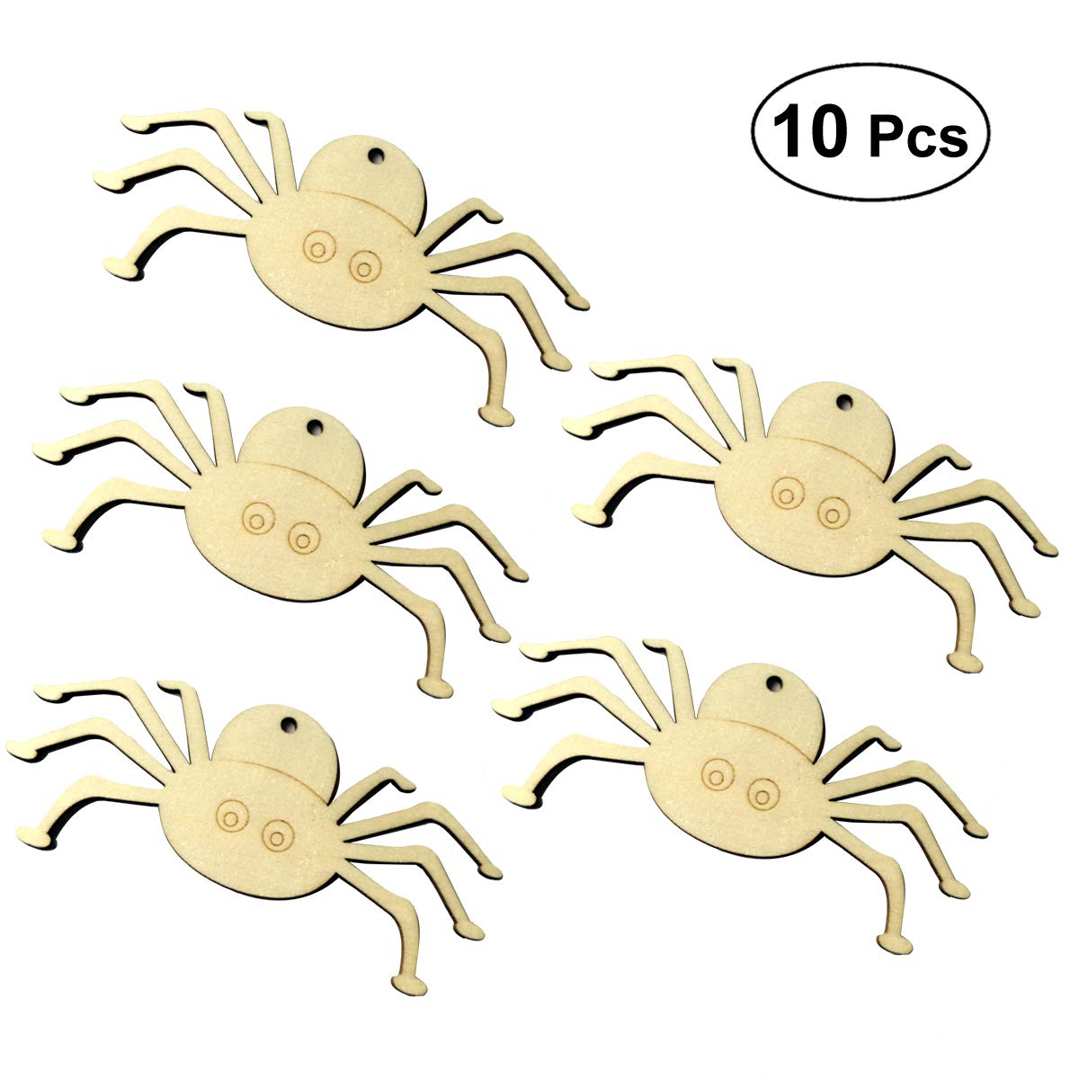 BESTOYARD 10pcs Wooden Halloween Spider Ornaments - Small Hanging Decorations for DIY Party, Halloween Decorations - Perfect for Home, Classroom & Office Halloween Party Decor