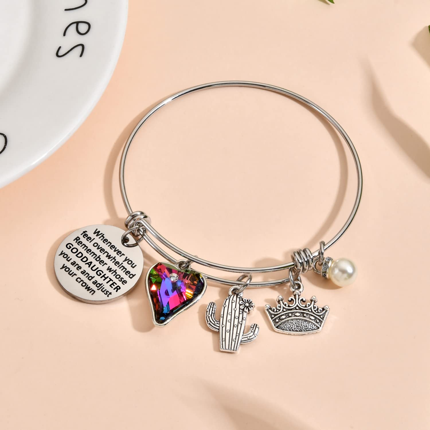 Inspirational Charm Bracelets for Women & Teen Girls - Christmas, Birthday Gifts for Aunt, Mom, Godmother, Grandma, Niece, Sister & Goddaughter | Elegant Bangle Jewelry for Special Occasions & Daily Wear