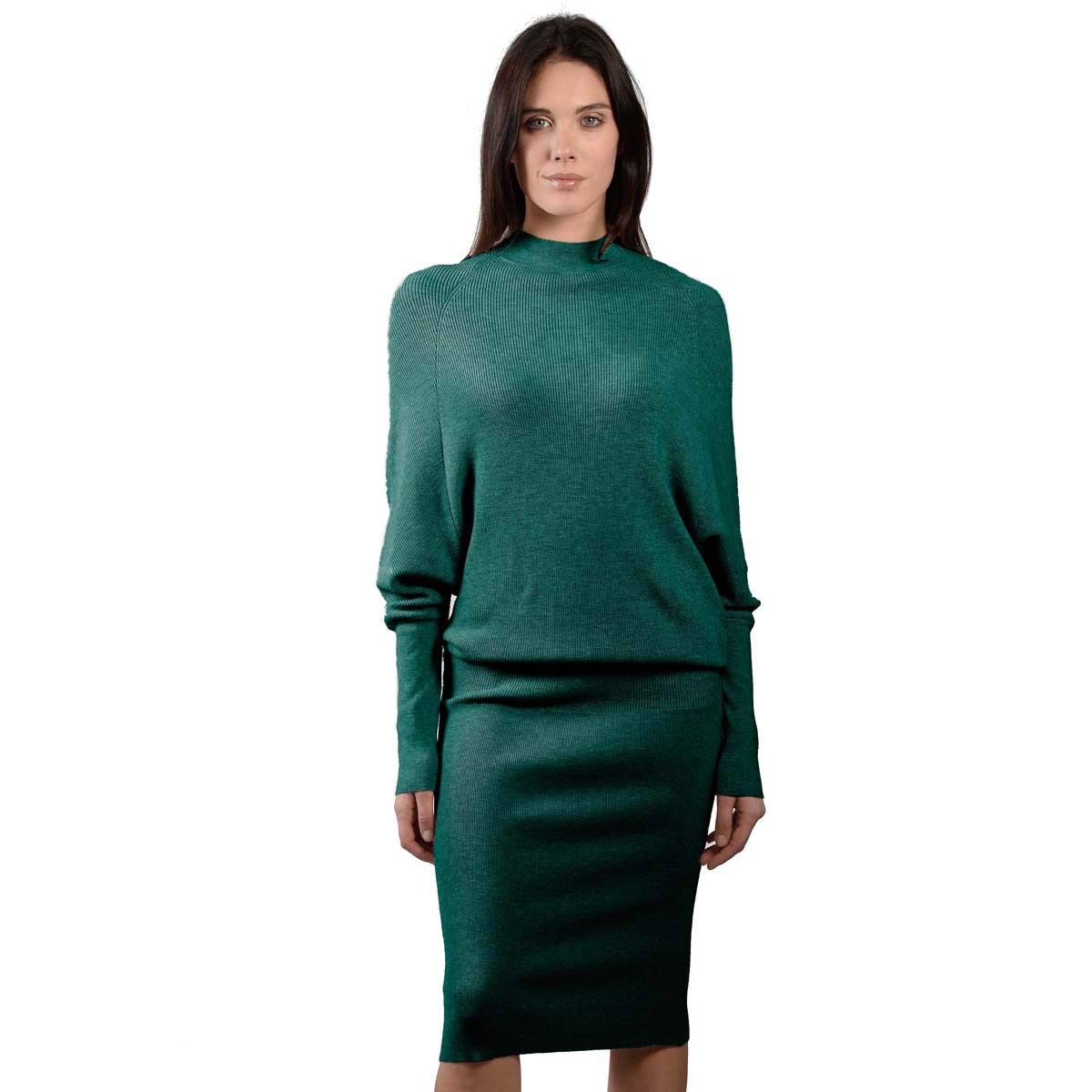 Anna Cai Dolman Sleeve Sweater Dress for Women - Cozy Knit Tunic Dress with Batwing Sleeves | Perfect for Fall Winter, Office Wear, Date Night & Casual Outfits