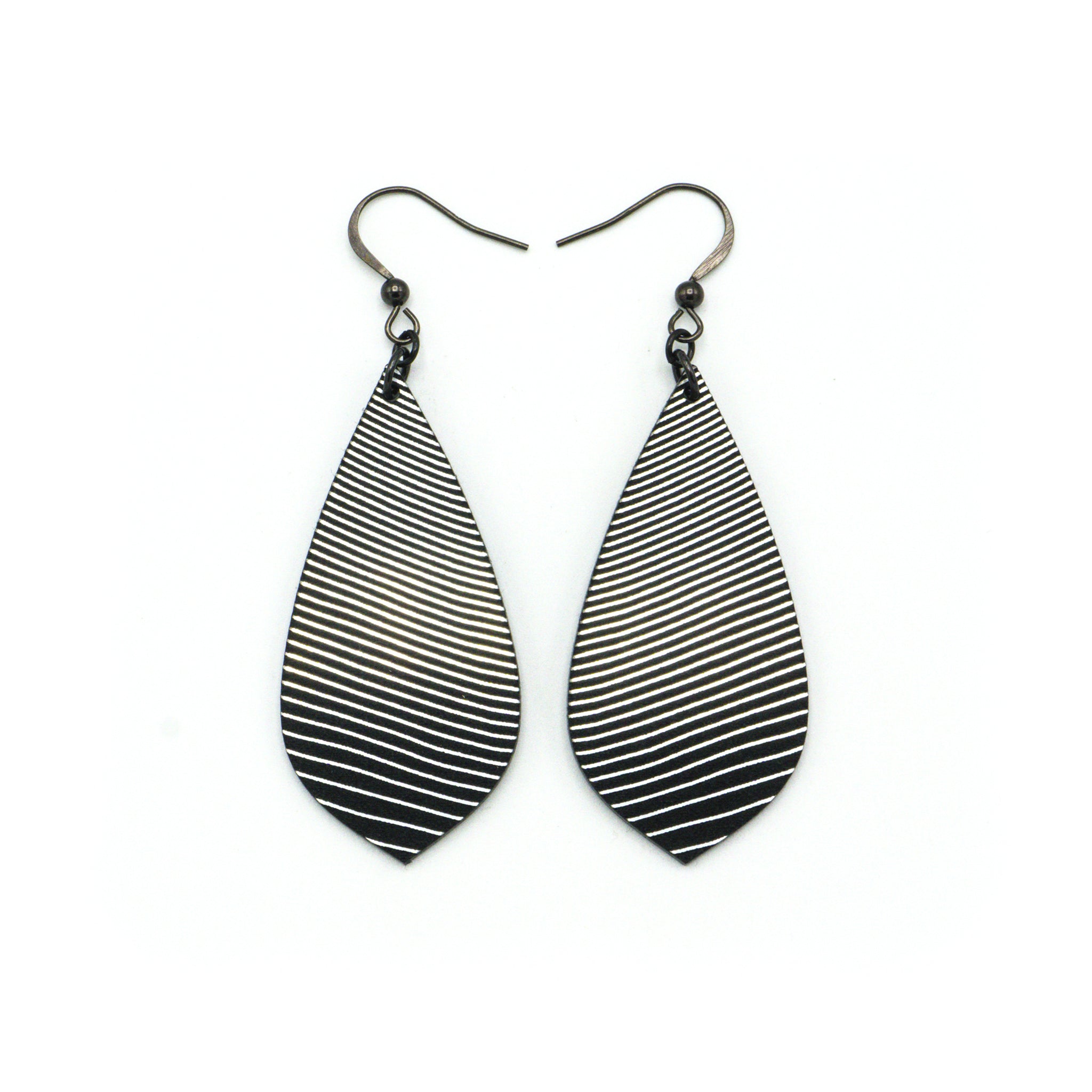 Gem Point Acrylic Earrings - Brushed Silver & Black | Fashion Jewelry for Women | Perfect for Parties, Weddings & Everyday Wear