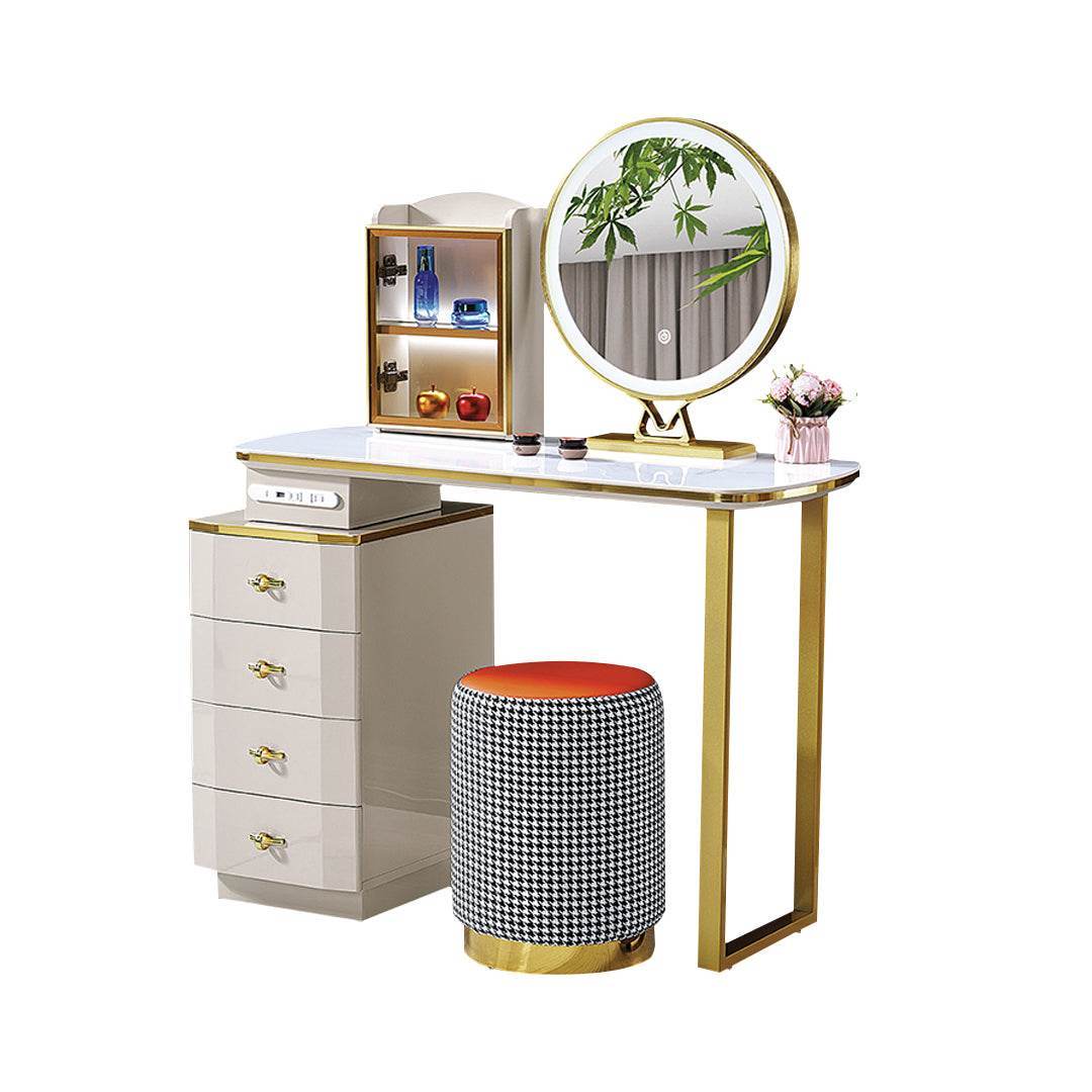 Isolde Extendable Vanity Dressing Table with Sintered Stone Top - Modern Makeup Desk for Bedroom, Perfect for Small Spaces & Beauty Organization