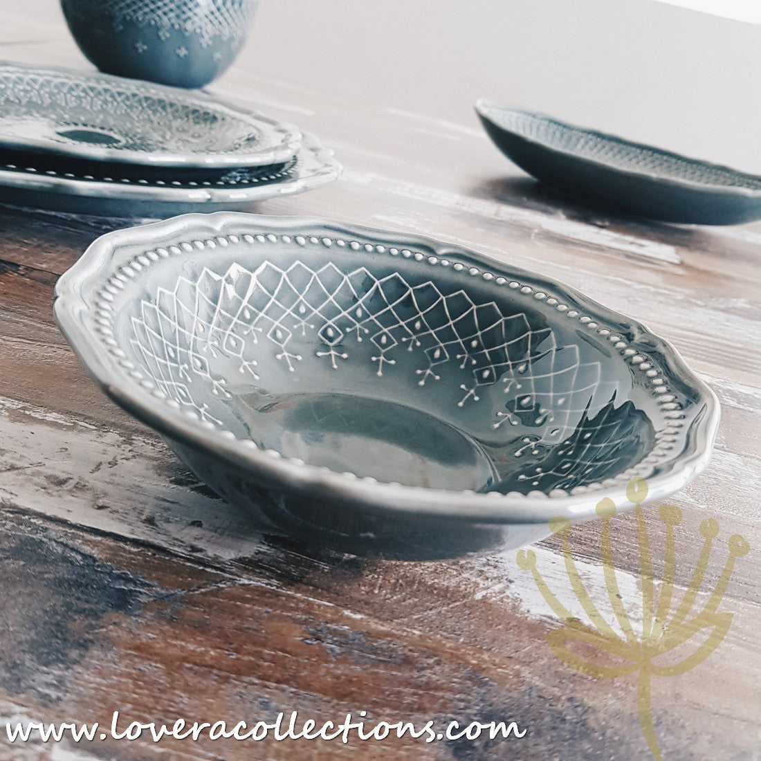 French Lace Dinnerware Set - Elegant Porcelain Plates & Bowls for Formal Dining, Wedding Reception & Holiday Table Setting (50% Off Limited Time Sale)