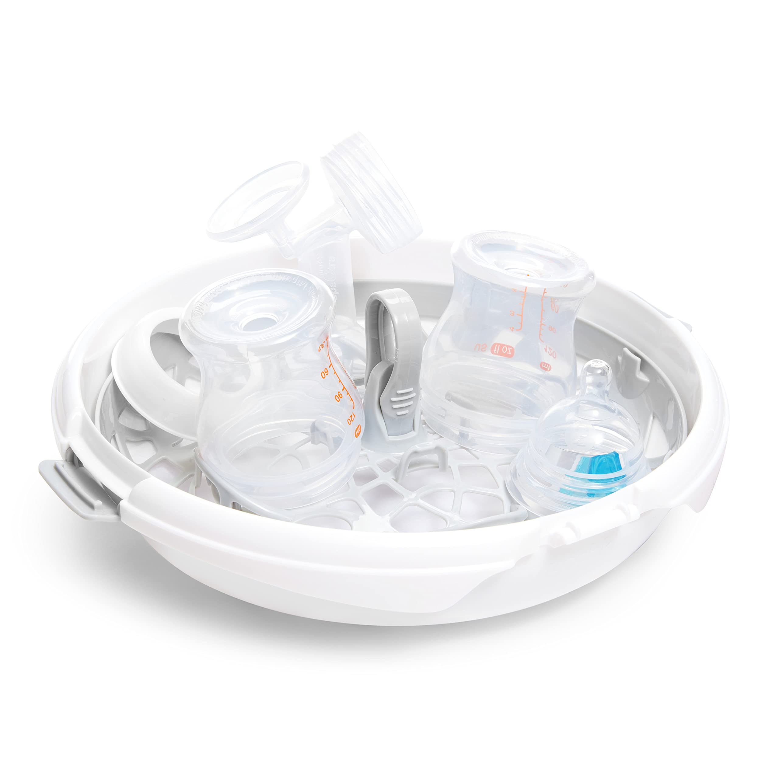 Munchkin® Steam™ Microwave Bottle Sterilizer - White | Fast & Easy Baby Bottle Sanitizer for Breast Pump Parts, Pacifiers & Baby Accessories | Safe for Microwave Use at Home or Travel