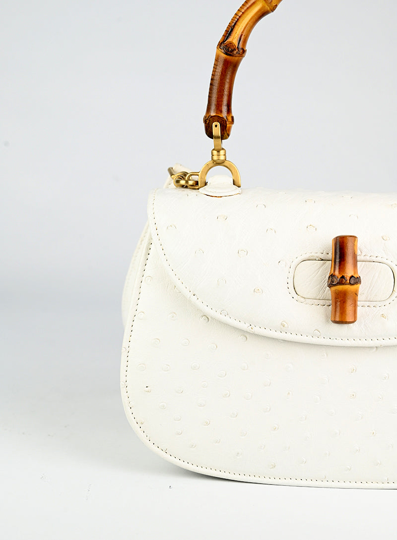 Authentic Gucci Bamboo Leather Handbag in White - Luxury Designer Tote for Women, Perfect for Office, Travel & Everyday Use