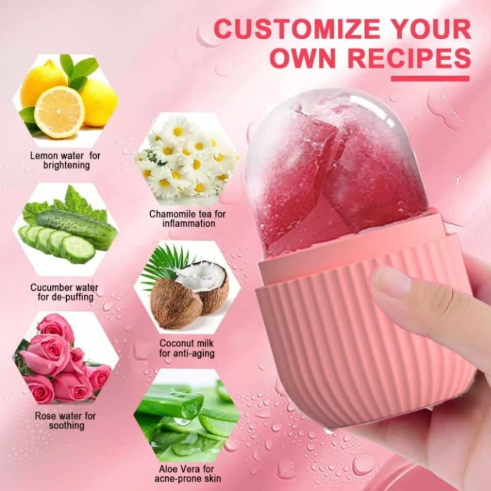 Pink Ice Roller for Face Massage & Skincare | Cooling Ice Cube Roller for Glowing, Clear Skin | Reduce Puffiness & Dark Circles | Perfect for Morning Routine & Post-Workout Recovery