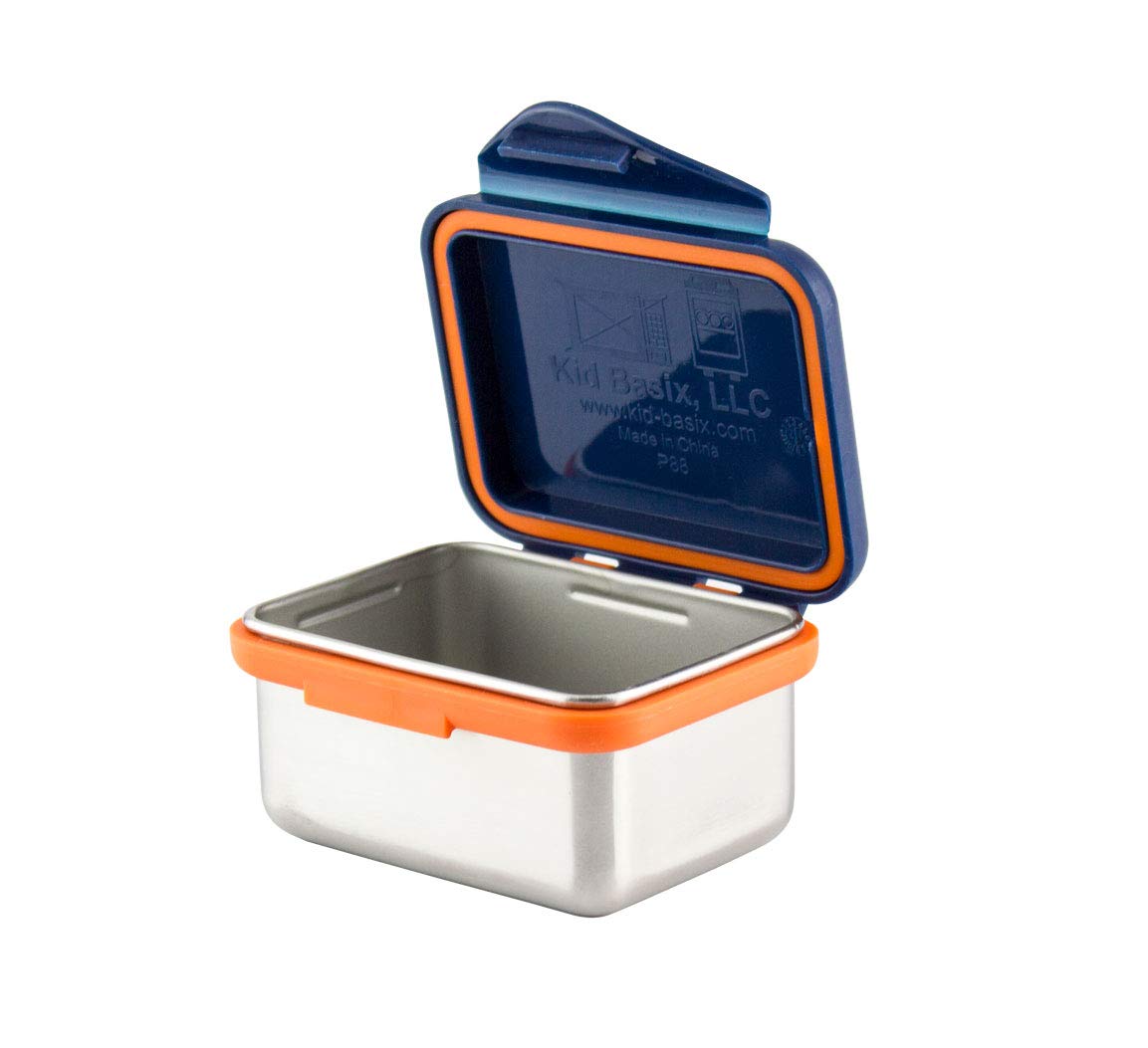 Kid Basix Safe Snacker - BPA Free Stainless Steel Lunch Box for Kids & Adults | 7oz Reusable Food Container | Dishwasher Safe | Perfect for School, Work & Picnics | Navy Blue