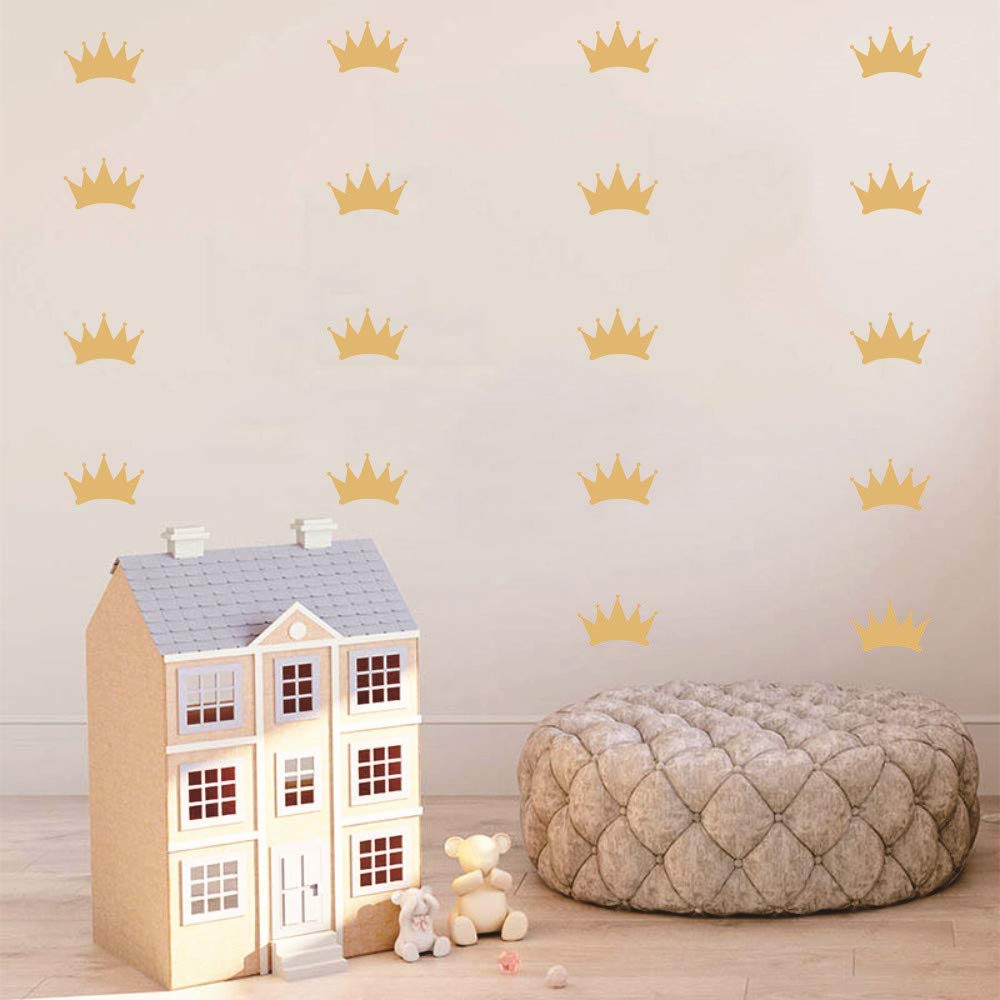 48-Piece Princess Crown Wall Stickers Set - Gold Vinyl Decals for Girls Room Decor, Nursery, Kids Art & DIY Wall Murals - Perfect for Bedroom, Playroom & Birthday Party Decorations