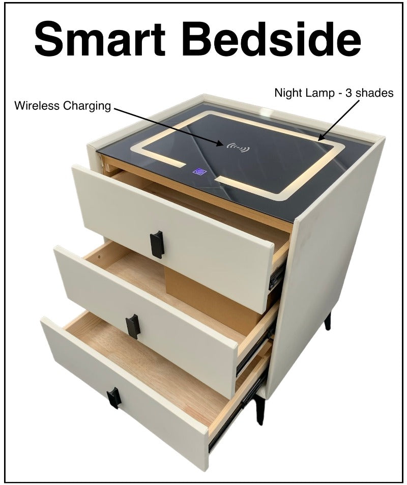 Smart Bedside Lamp with Wireless Charging - 3-Level Dimming, USB Ports, Night Light for Bedroom, Office & Nursery - Perfect for Reading, Working & Relaxing