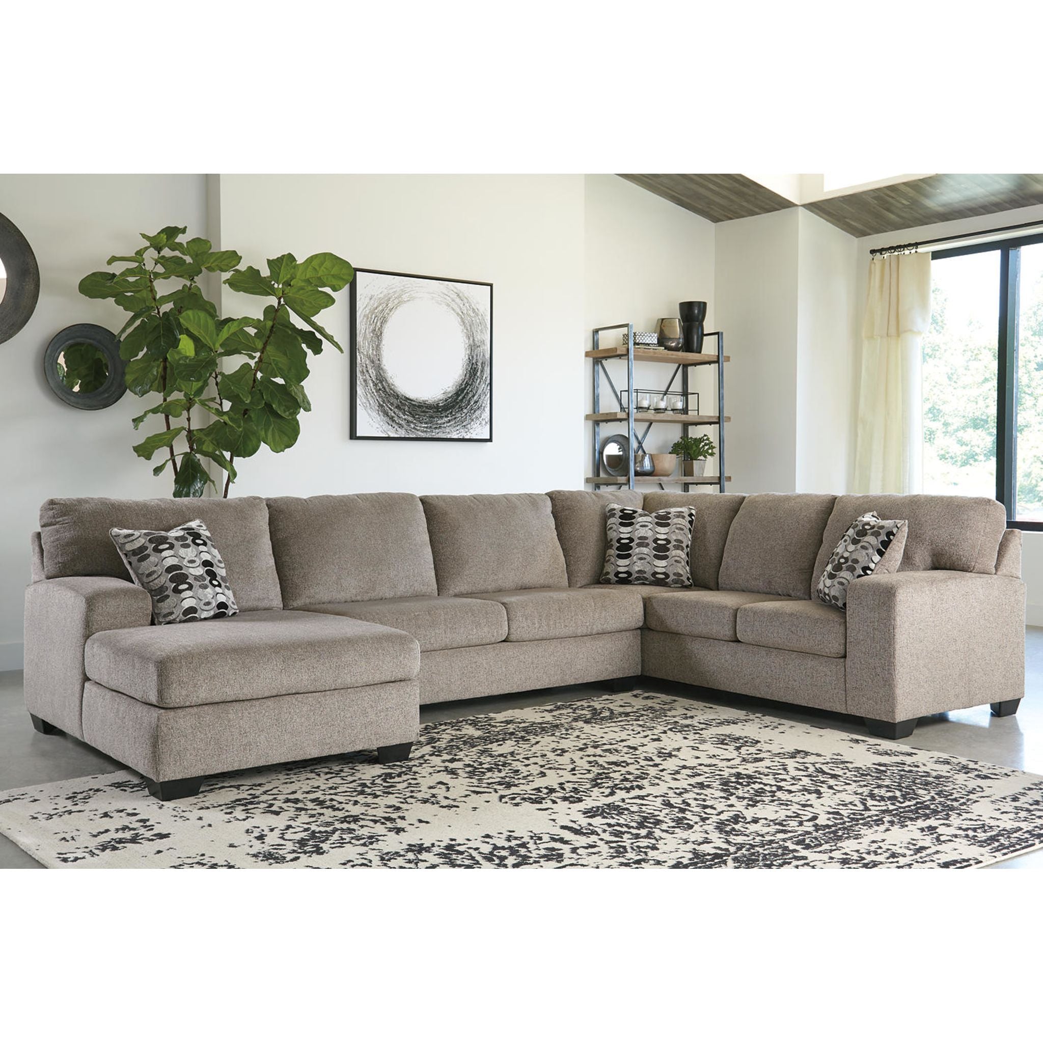 Ballinasloe 3-Piece Sectional Sofa with Chaise Lounge | Modern L-Shaped Couch for Living Room, Family Room & Apartment | Comfortable Fabric Sectional with Reversible Chaise
