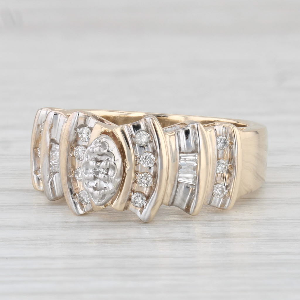 0.23ctw Diamond Engagement Ring in 10k Yellow Gold - Size 7 for Women, Bridal Jewelry, Wedding Proposal Gift, Anniversary Present, Valentine's Day Surprise