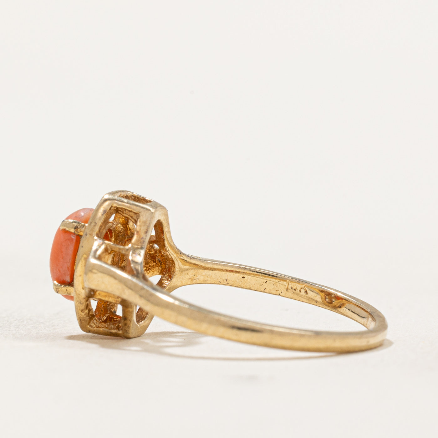 Elegant Oval Cut Coral Ring - 0.54 Carat Natural Gemstone, Size 5.75, Perfect for Beach Weddings & Summer Fashion Accessories