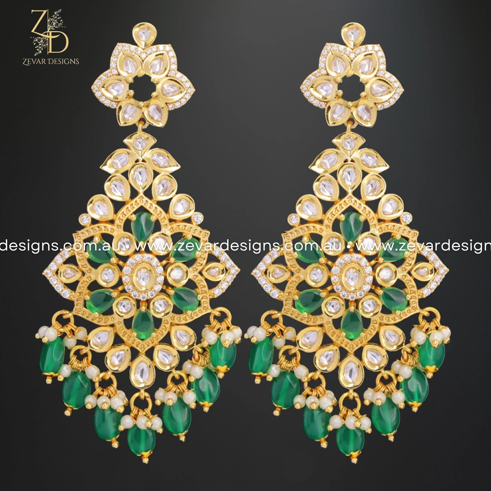 Exquisite Kundan Earrings in Emerald Green – Traditional Indian Jewelry for Weddings, Parties & Festive Occasions
