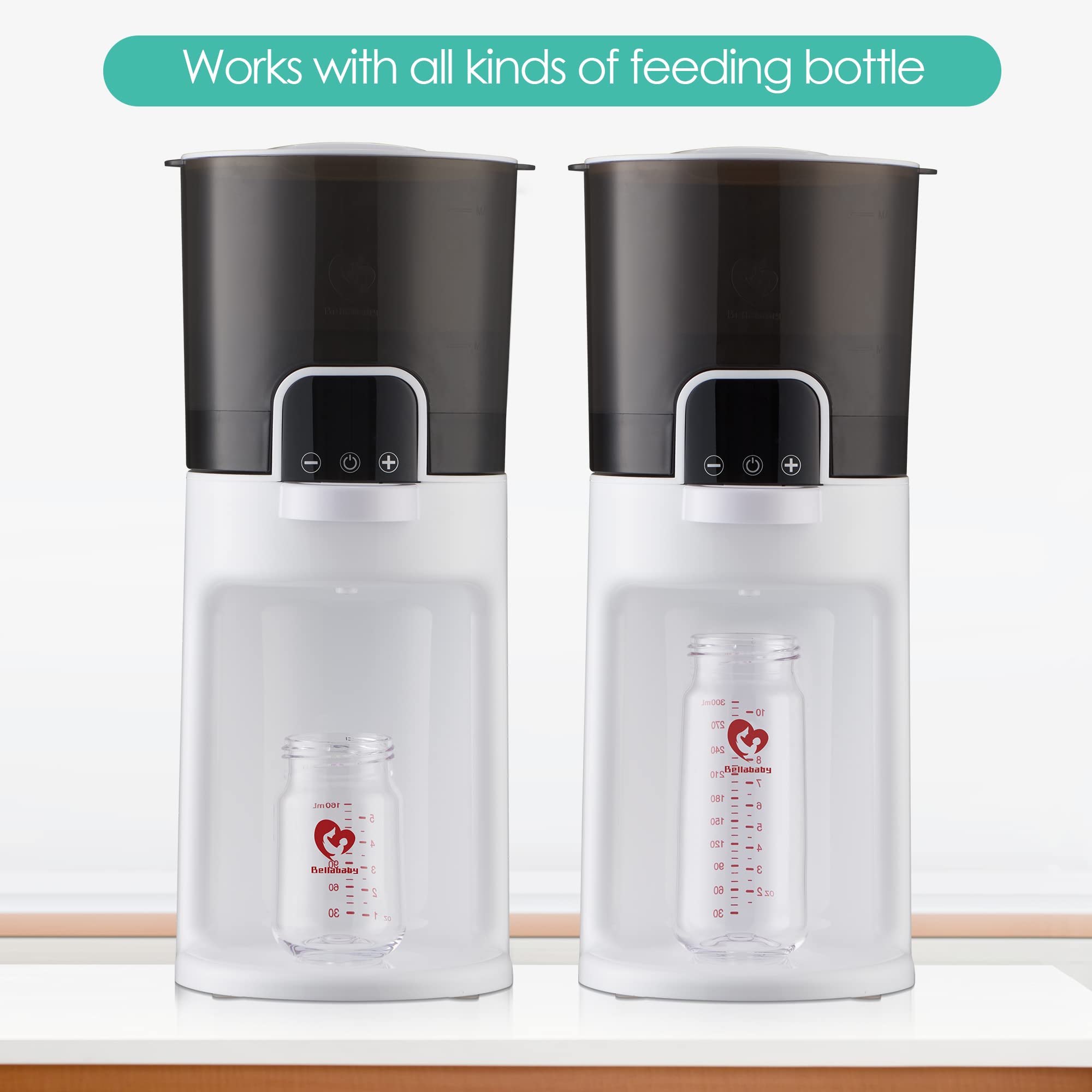 Bellababy Instant Baby Bottle Warmer & Formula Maker - 110V White Electric Bottle Warmer with Adjustable Temperature, Detachable Container for Easy Cleaning, 24/7 Keep Warm Feature - Perfect for Night Feedings, Travel, and Daycare Use