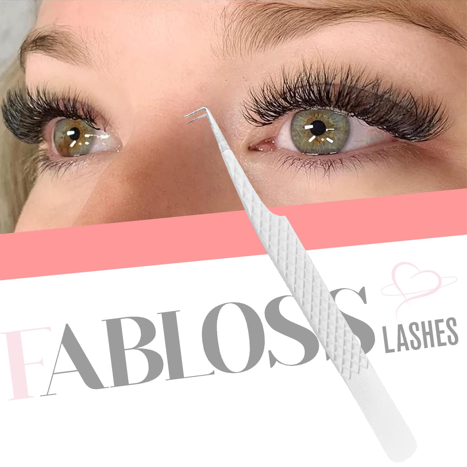 Professional Fiber Tip Lash Tweezers for Eyelash Extensions - Japanese Steel Precision Tweezers for Women (90 Degree, White) - Perfect for Salon Professionals & DIY Lash Artists at Home
