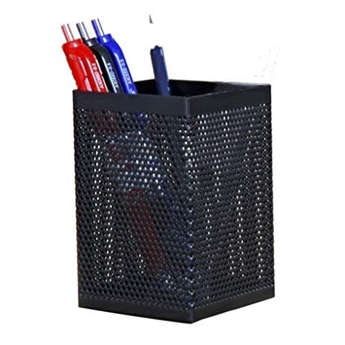 Black Metal Mesh Pencil Cup Holder - Office Desk Organizer for Pens, Markers & Stationery - Perfect for Home, Office & School Workspace Organization