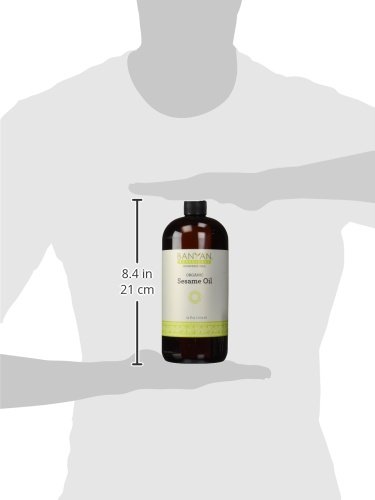 Organic Sesame Oil 34 oz - USDA Certified, Pure & Unrefined - Ayurvedic Oil for Hair Care, Skin Moisturizing & Oil Pulling - Perfect for Massage, Cooking & Natural Beauty Treatments