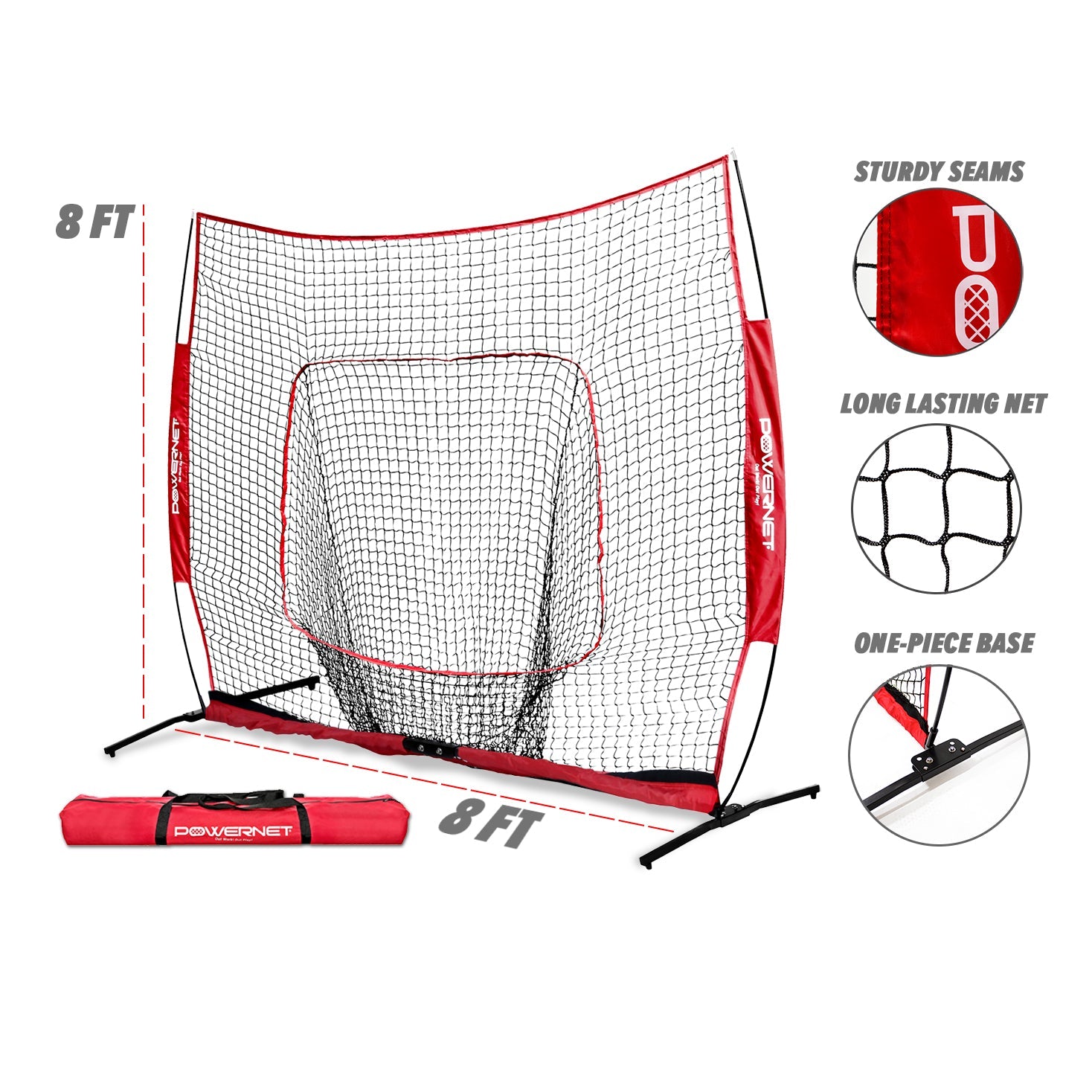 PowerNet 8x8 XLP PRO Volleyball Net with Heavy-Duty One Piece Steel Frame - Perfect for Indoor & Outdoor Court, Beach, Backyard, and Professional Training
