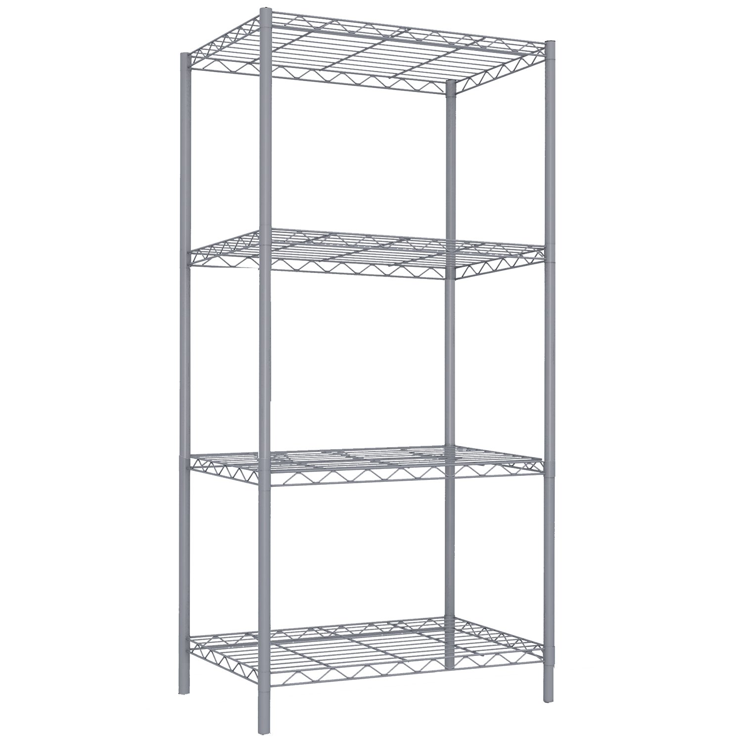 Home Basics 4-Tier Heavy Duty Steel Wire Shelf Rack - Space Saving Storage Organizer for Kitchen, Pantry, Laundry, Garage & Closet - Grey | Perfect for Organizing Spices, Cleaning Supplies & Home Essentials