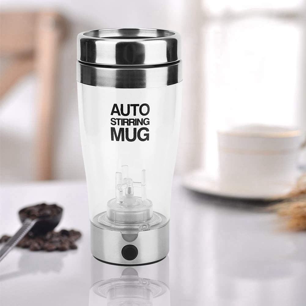 AUNMAS 400ml Electric Self Mixing Mug - Automatic Stirring Protein Shaker Bottle & Coffee Cup for Gym, Office, Travel - Portable Milk Mixer with USB Charging (11.9oz)