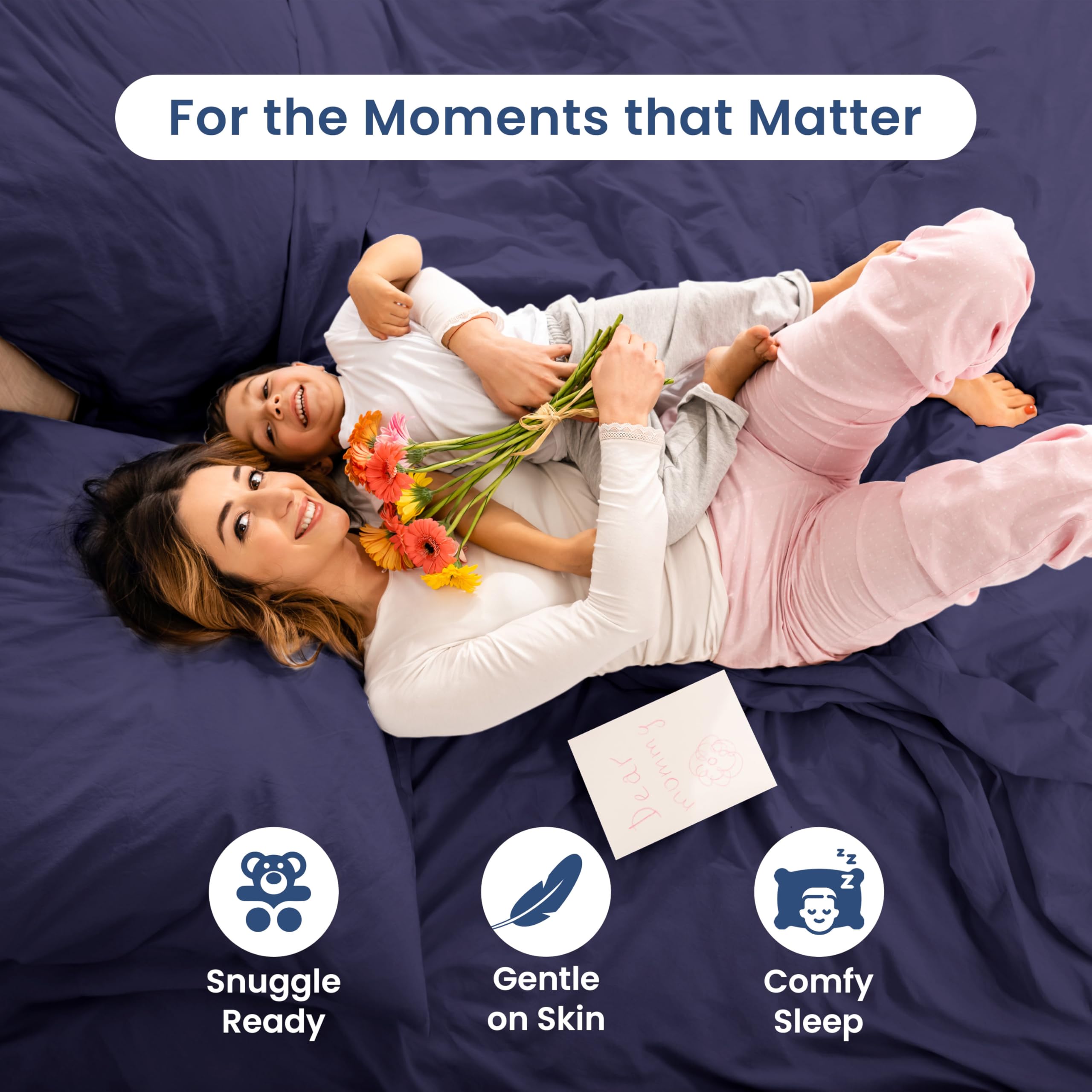 Premium 3-Piece Twin Sheet Set - Ultra Soft & Breathable Brushed Cotton Blend - Wrinkle Resistant, Durable & Easy Care Bedding - Navy Blue - Perfect for Kids' Rooms, Dorms & Guest Beds