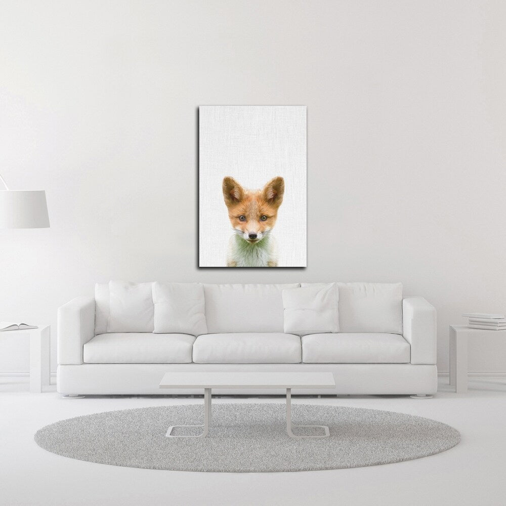 BabyFox by Tai Prints - Premium Canvas Wall Art Print, Ready to Hang - Perfect for Nursery, Kids Room & Home Decor