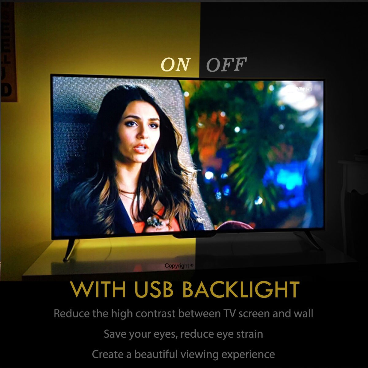 85-95 Inch USB LED TV Backlight Strip Kit with RF Remote - 4-Side Full Coverage for 85-95