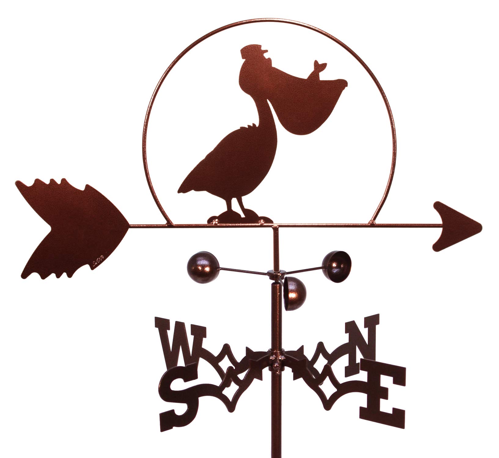 SWEN Adjustable Pelican Bird Weathervane with Mount - Coastal & Garden Decoration for Outdoor Patio, Beach House, or Farmhouse Style Decor