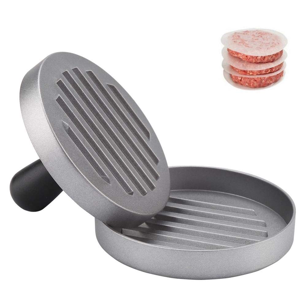 Non-Stick Round Grill Press & Patty Maker Tool for Beef, Bacon, Steak, Burgers, Chicken & Paninis - Perfect for BBQ, Camping & Home Cooking