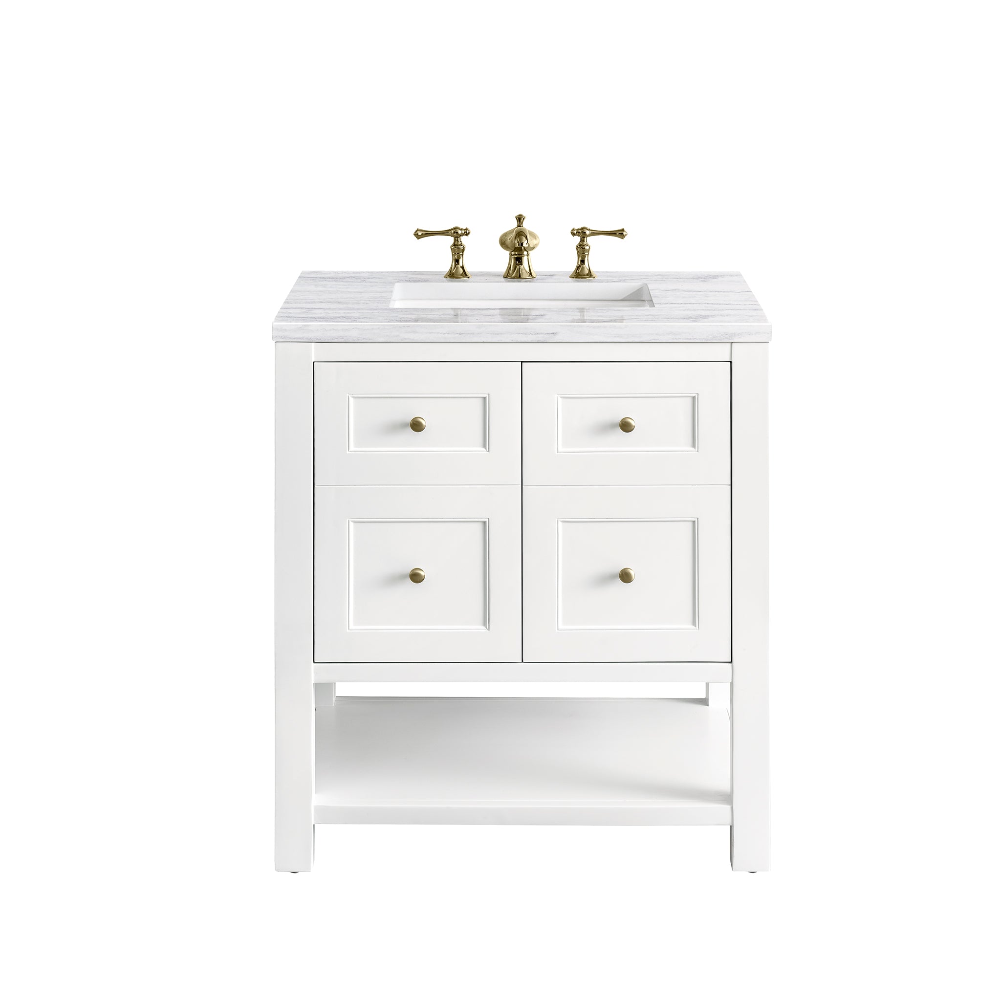 Breckenridge 30 Inch Single Bathroom Vanity Set with White Finish & 3CM Arctic Fall Quartz Countertop - Perfect for Modern Master Bathrooms and Powder Rooms